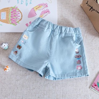 Quần short bé gái mùa hè phong cách Hàn Quốc – In hình hoạt hình ngộ nghĩnh, vải mỏng nhẹ thoáng mát