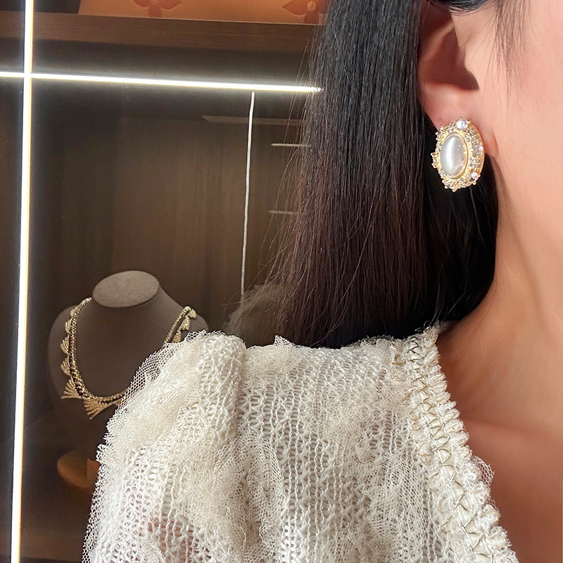 T Classy Zircon Bông tai ngọc trai sang trọng nhẹ nhàng phong cách mới