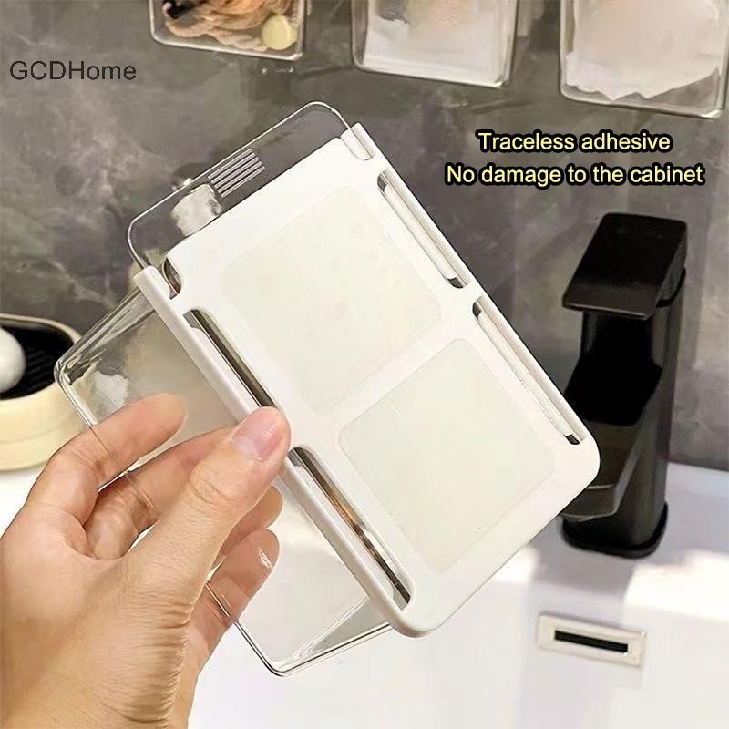 GCDHome Ngăn Kéo Phong Cách Hộp Bảo Quản Dưới Gương Tủ Phòng Tắm Trong Suốt Bông Dính Trang Điểm Phòng Tắm Cotton Kéo Ra Lưu Trữ HOT