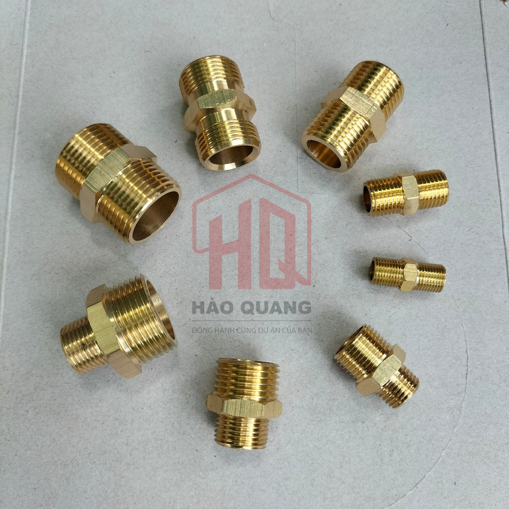 Kép Đồng Thau 2 Đầu Ren Ngoài Chống Gỉ | Nối Ống Nước, Khí Nén, Dễ Lắp