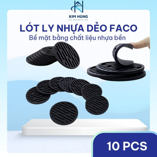 [Giá Xưởng] Combo 10 Lót Ly Nhựa Dẻo Màu Đen FACO – Dẻo Bền, Chống Trượt,  Dùng Cho Quán Ăn, Cà Phê