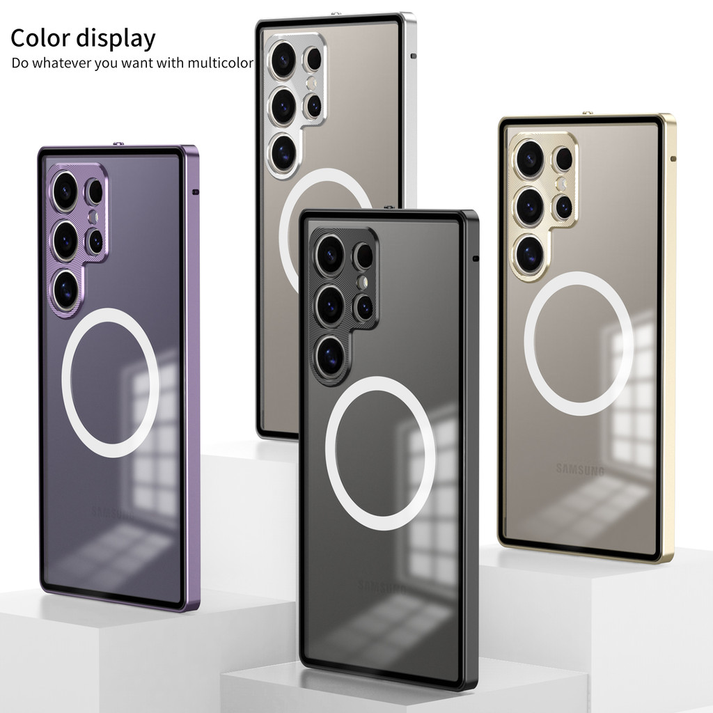 Ốp Điện Thoại Từ Hợp Kim Nhôm Kim Loại, Dành Cho Samsung S26 S25 S24 Ultra S24 S25 Plus Mờ Mặt Sau Bảo Vệ Ống Kính Chống Sốc