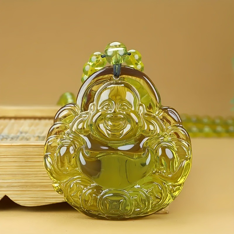 Hổ phách Bụng Lớn Maitreya Phật Mặt Dây Chuyền Áo Len Dây Chuyền Vòng Cổ Mặt Dây Chuyền