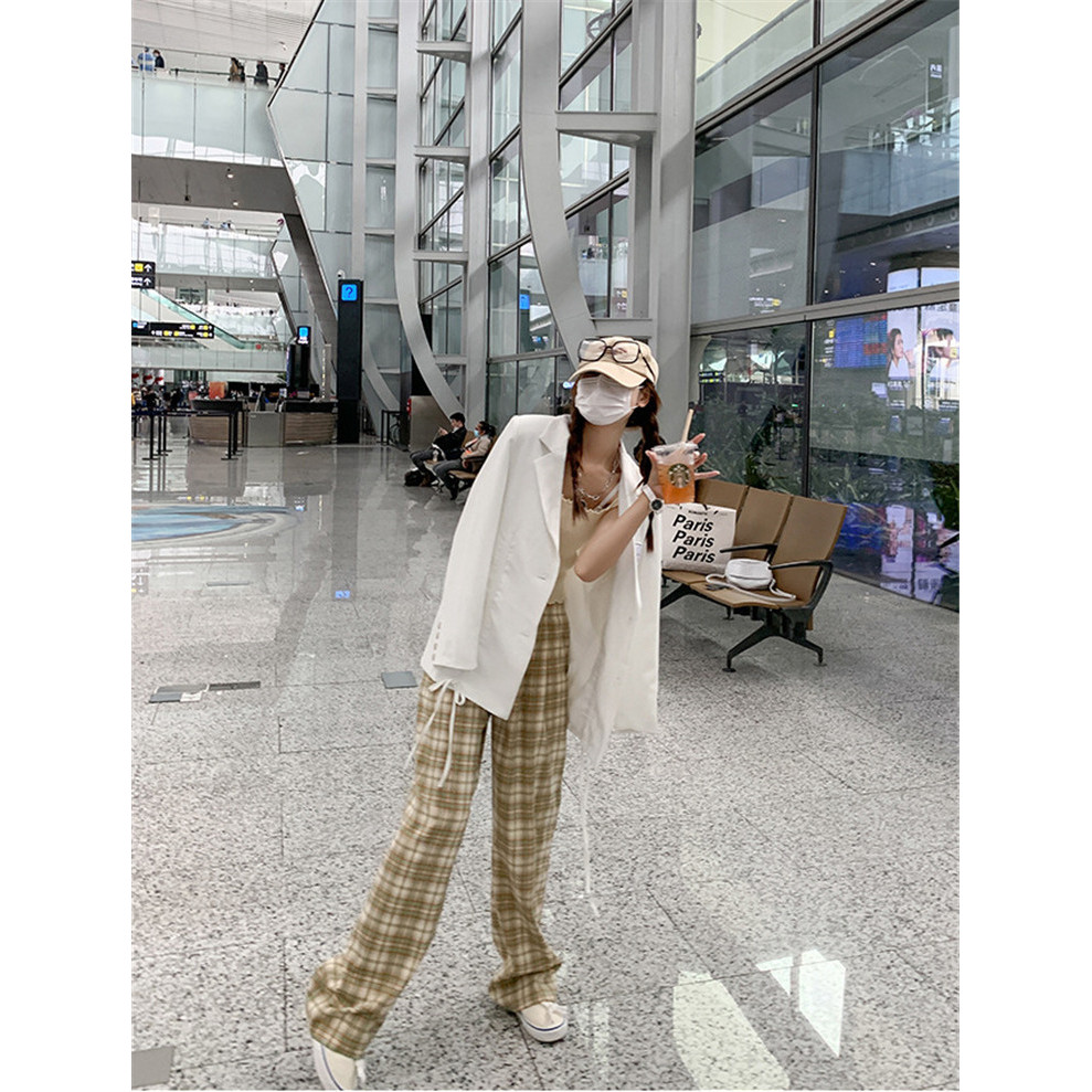 Kẻ Sọc Quần Ống Rộng Nữ Rời Drap Ôm Hơn Nhìn Mùa Hè Mỏng Thẳng Quần Thường Ngày Cao @ -
