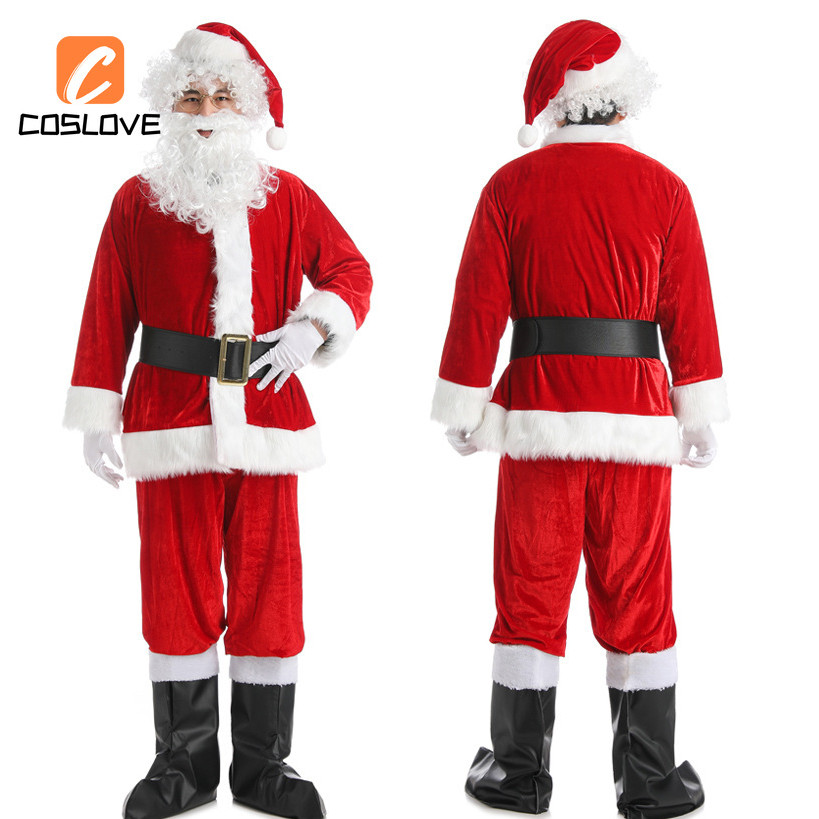 Giáng Sinh Ông Già Noel Màu Đỏ Sâu Trang Phục Cosplay Quần Áo Trọn Bộ Trang Phục Phù Hợp Với Người Lớn Cosplay Quần Áo Phục Hồi Hoàn Hảo