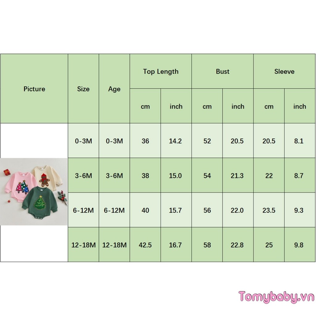 Áo liền quần Giáng sinh cho bé Bộ áo liền quần dài tay cổ tròn Gingerbread Man / Tree