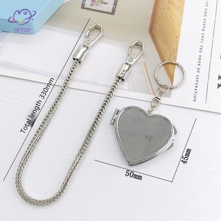 Mặt dây chuyền gương trái tim hai mặt thời trang HFTOY dành cho nữ Cô gái Cá tính sáng tạo Hai mặt gấp gương mỹ phẩm Quà tặng ~