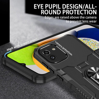 Dành Cho Samsung A03 Ốp điện thoại PC Cứng Lưng Mềm TPU Edge Bảo Vệ Camera Nhẫn Giá Đỡ Chân Đế Chống Sốc Mỏng Bao