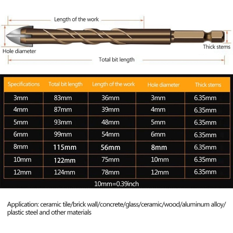 Ppy Rãnh xoắn ốc chuôi lục giác hiệu quả cao cho mũi khoan thủy tinh gốm chéo