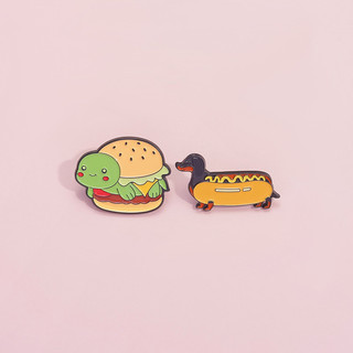 Hoạt Hình Dễ Thương Dachshund Hot Dog Rùa Hamburger Trâm Men Huy Hiệu Ba Lô Phụ Kiện Quà Tặng Thích Hợp Cho Bạn Bè
