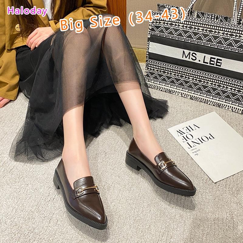 Giày Nữ Đế Dày Size 34-43 Phong Cách Anh Quốc, Da Nhỏ Retro, Chống Trơn Trượt, Mùa Thu Đông, YOYI
