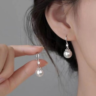 Bông tai ngọc trai bạc S925 Trang sức thời trang đơn giản Quà tặng nữ