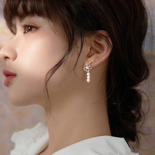 S925 Bạc Anh Đào Ngọc Trai Bông Tai Trang Sức Thời Trang Đơn Giản Quà Tặng Nữ