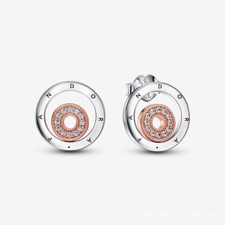 Spot goods2025 đồ trang sức đích thực chữ ký hai tông màu logo vòng tròn Stud Bông tai