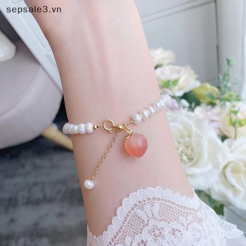 # Vn # Hợp Thời Trang Đào Charm Ngọc Trai Nước Ngọt Tự Nhiên Vòng Tay Nữ Ins Phong Cách Ngọt Ngào Tươi Thời Trang Tay Phụ Kiện Trang Sức.