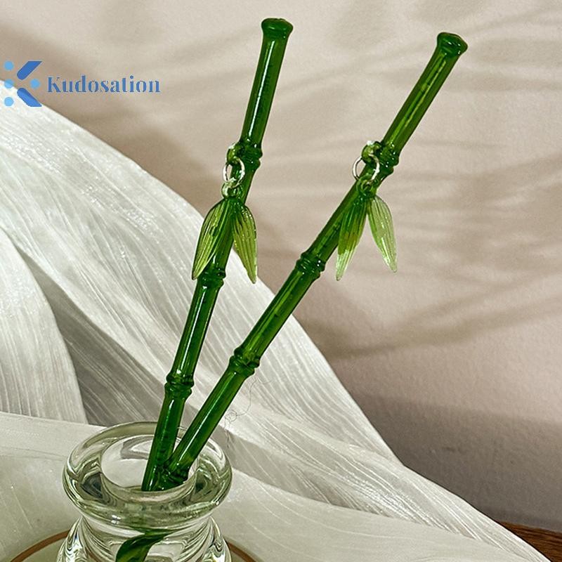 Kudosation 2024 Mới Phong Cách Trung Hoa Nhựa Xanh Lá Tre Tóc Dính Cho Nữ Cô Gái Vintage Acrylic Chop Kẹp Tóc Phụ Kiện Tóc