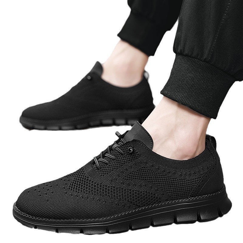 Mùa Xuân 2024 Mùa Thu Nhẹ Buộc Dây Thể Thao Giày Nam Thoáng Khí Flyknit Loafers Nam Plus Size Giày Nam
