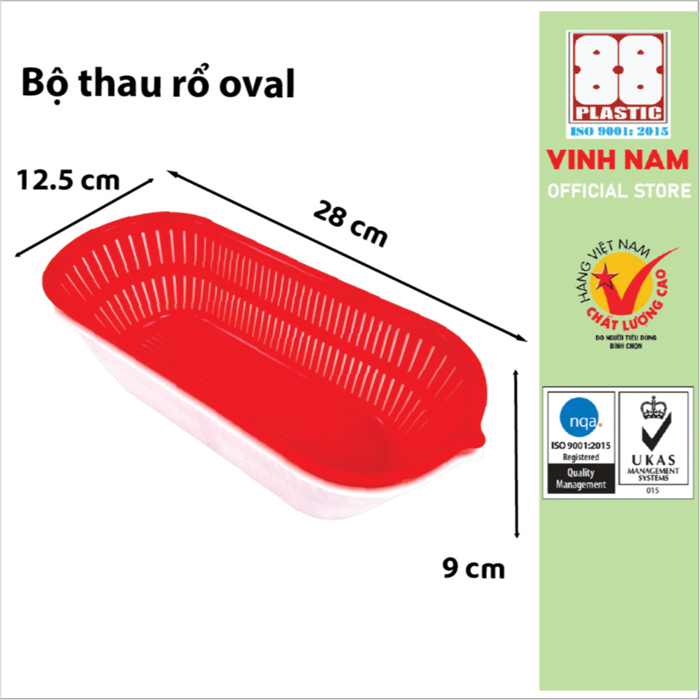 Bộ Thau Rổ Oval Vinh Nam Plastic Nhiều Màu Dùng Đựng Rau Củ Quả Thực Phẩm Size 28x12.5x9cm