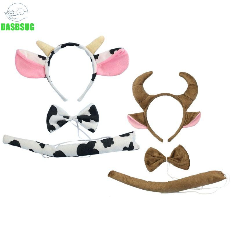 Dasbsug 3 Bộ Mũ Động Vật Bò Bộ Trẻ Em Bé Gái Bé Trai Dây Buộc Halloween fo