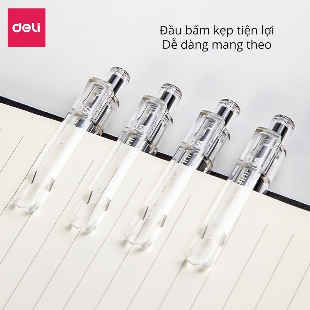 [ 1 CÂY ] Bút bi gel nước bấm DELI A575 (xanh, đen)