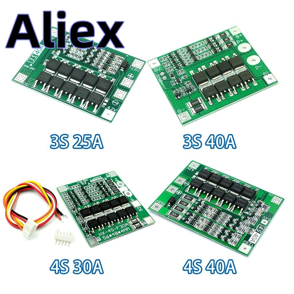 3S 4S 25A 30A 40A Li-ion Pin Lithium Ban Bảo Vệ 18650 BMS Cho Động Cơ ...