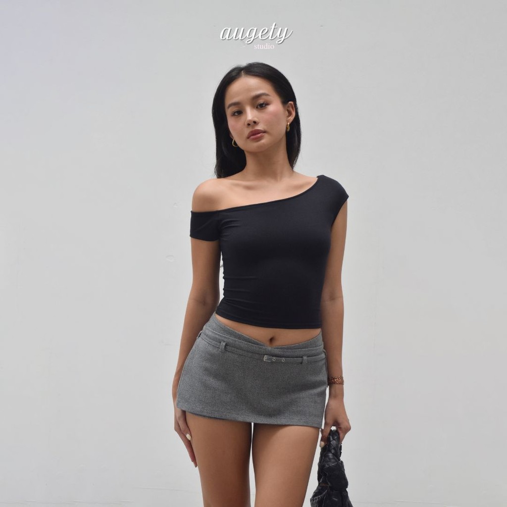 Áo Thun Ôm Trễ Vai Chiết Eo Vải Cao Cấp Augety Studio, DELILAH Top