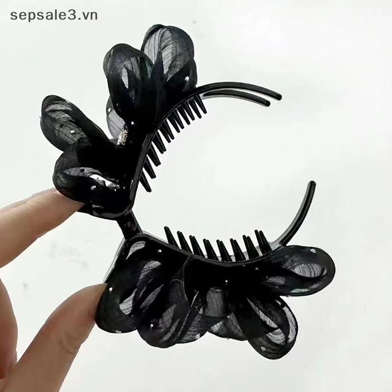 # VN # Lưới bong bóng kim cương giả thanh lịch Nơ hai mặt Móng vuốt tóc đuôi ngựa cho phụ kiện tóc nữ.