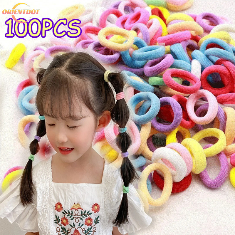 100 Dây Buộc Tóc Co Giãn Nylon Nhiều Màu Sắc Cho Bé Gái - Phụ Kiện Tóc Cho Bé Thời Trang Đuôi Ngựa