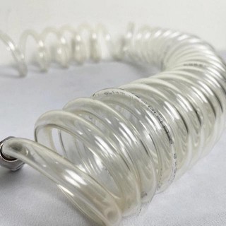 Dây xoắn hơi PU khí nén trong suốt 8x5mm dài 6 mét , 9mét 12m có sẵn 2 đầu nối