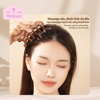 Lược massage đầu gỗ đàn hương M'aycreate - Kèm 2 đầu ấn huyệt thư giãn