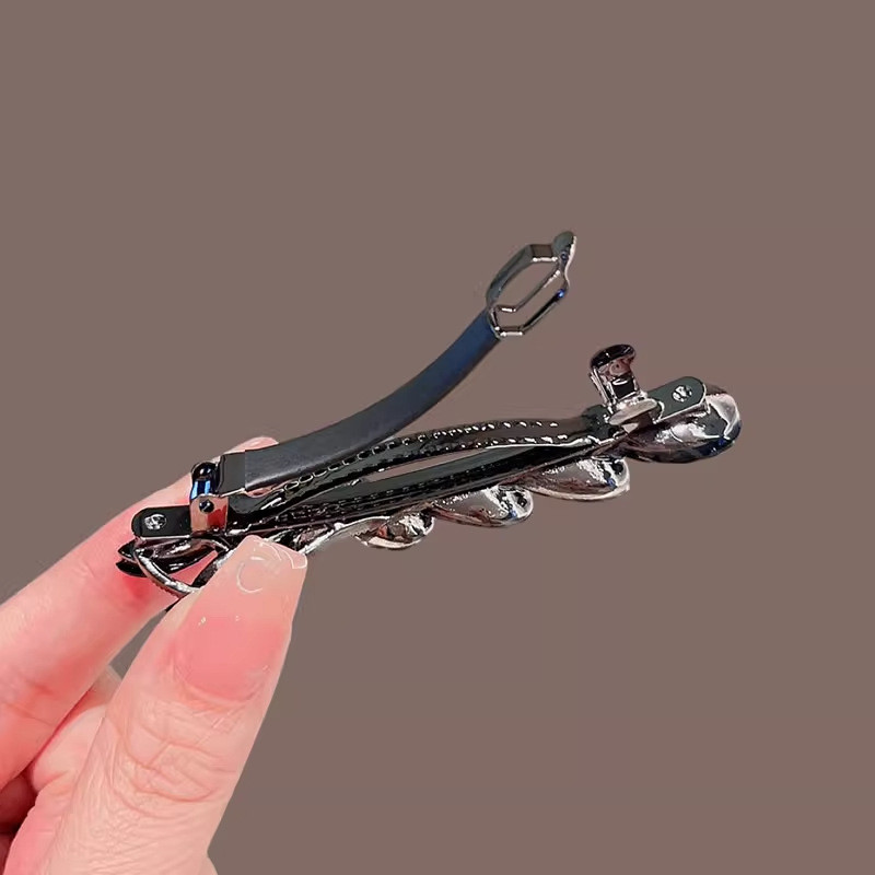 MAUROPOLI [Sẵn Sàng] Kẹp Tóc Đuôi Cá Pha Lê Obsidian Nữ Đầu Lưng Cao Cấp Nửa Đầu Kẹp Mũ Đội Đầu Kẹp Mùa Xuân Kẹp Bên Kẹp Tóc Top Kẹp Tóc