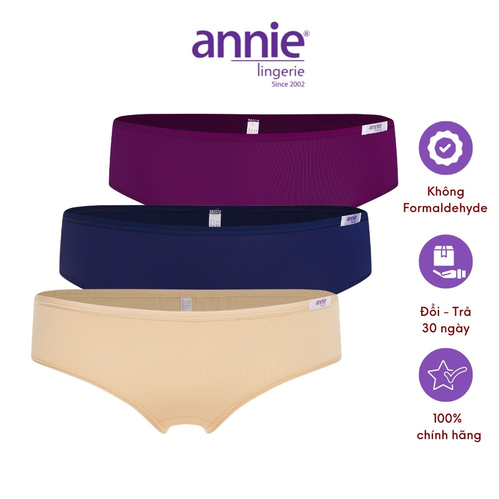 Combo 3 quần lót nữ trơn thun lạnh, lưng thấp cao cấp annie 4534 ôm sát cơ thể, không cấn,mềm mịn