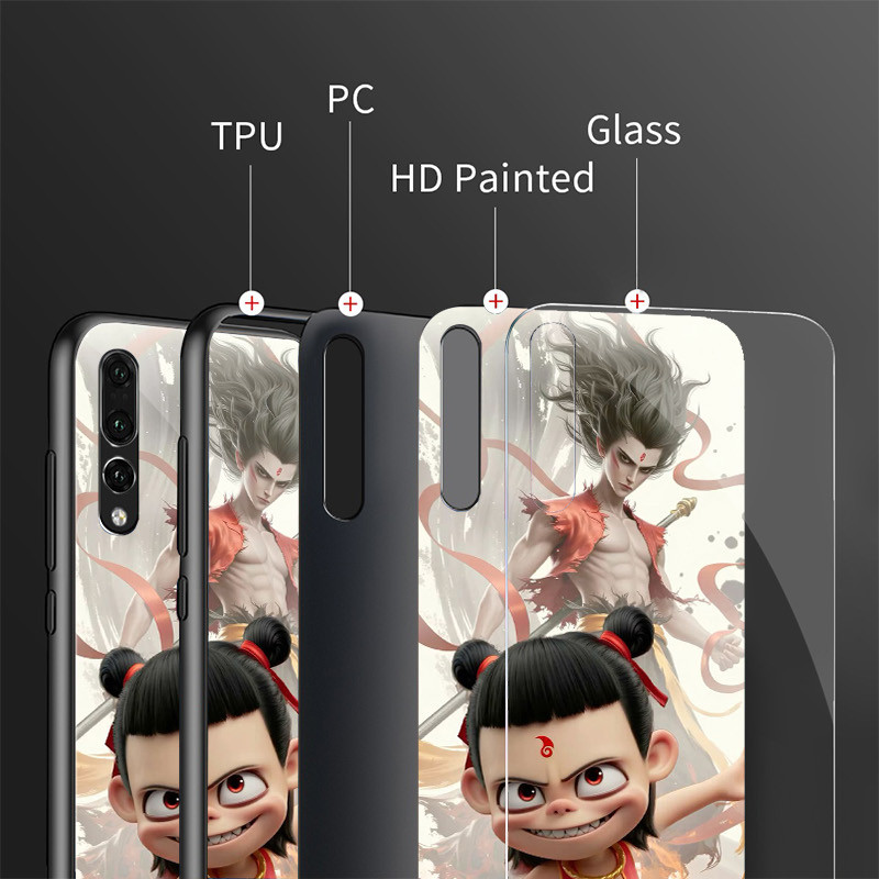 Ốp Điện Thoại Kính Ne Zha 03 Cho Oppo A54 A74 4G A79 5G A94 A3X Reno 11 12 13 11F 12F 13F 10 8 Cover