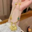 Phong Cách Dân Tộc Rỗng Khắc Túi May Mắn Mặt Dây Chuyền Xanh Giả Ngọc Handmade Đính Hạt Vòng Cổ Dài Mới