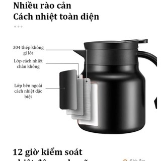 Bình trà giữ nhiệt có lưới lọc trà lõi inox 316 dung tích 1 lít - Phích nước nóng có tay cầm...