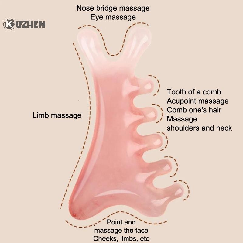 KUZHEN 2 Chiếc Lược Massage Kinh Tuyến Cơ Thể Nhựa Năm Răng Rộng Lược Châm Cứu Trị Liệu Tuần Hoàn Máu Chống Tĩnh Điện Mịn Lược Tóc HOT