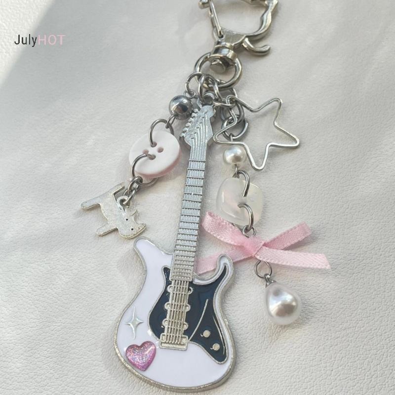JULYHOT Y2K Guitar Móc Chìa Khóa Dành Cho Nam Nữ Thoáng Mát Pentagram Nơ Mặt Dây Chuyền Thời Trang Rock Punk Túi Phụ Kiện Quà Tặng Massivedeals