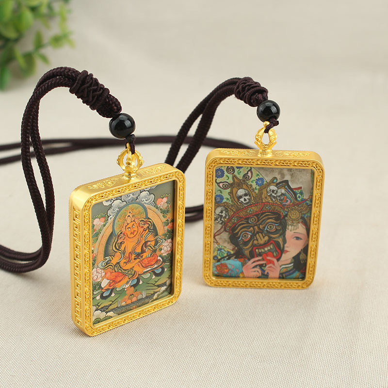 ✨Phong Cách Tây Tạng Vòng Cổ Thangka Tám Thần Hộ Mệnh Mặt Dây Cung Hoàng Đạo Zakiram Huang Thần Tài Xem Trang Sức Cổ Điển 25.5.20
