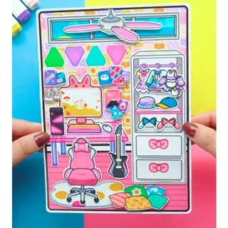 Búp bê giấy Avatar Black & Pink Quiet Book  candy house paper đồ choi thủ công bóc dán diy