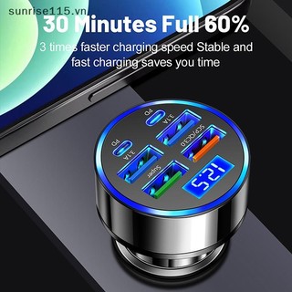 Bộ sạc xe hơi 6 cổng USB Type-C SSVN 100W với bộ chuyển đổi nguồn màn hình điện áp PD cho máy tính bảng điện thoại thông minh Android.