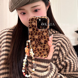 Phim Hoạt Hình Dễ Thương Báo Nâu Hello Kitty Mèo Đính Hạt Dây Xích Ốp Lưng Điện Thoại iPhone 17Promax 16 Promax 13 14 15 Pro Max Hai Lớp IMD Ngọt Ngào Nữ Tính Vỏ Di Động