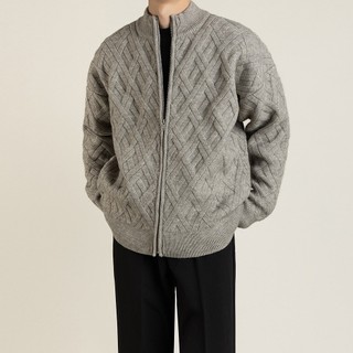 Áo len Cardigan Dichuangzhe Nam Phong Cách Hồng Kông Retro Màu Trơn Dệt Kim Đơn Giản