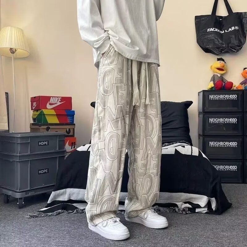 ThaliaWisp Quần dáng rộng họa tiết unisex Hiphop Quần dạo phố co giãn retro Mỹ