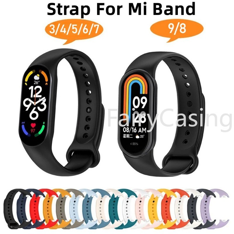 Không có đồng hồ Dây đeo silicon mềm cho Mi Band 10 9 8 Vòng đeo tay thể thao Dây đeo cổ tay cho Mi Band 7 6 5 4 3 NFC Phụ kiện thay thế