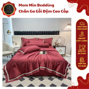 Bộ Chăn Ga Gối Phi Lụa Vân Chìm Màu Sắc Đơn Giản Nhưng Sang Trọng - MemMinbedding Luxury