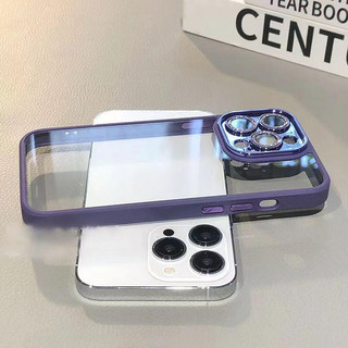 [Dành cho iPhone 16 Series] Tấm chắn pha lê màu hồng có màng ống kính Vỏ điện thoại cho iPhone 16 15 14 Pro Max 11 12 Pro Max 13 Pro Max Vỏ trong suốt Vỏ ốp lưng iPhone