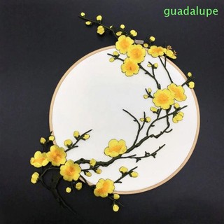 GUADALUPE1 Táo hoa mận, Miếng dán vải thêu hình hoa, Phụ kiện quần áo Sắt tinh tế trên túi dán quần áo tự dính