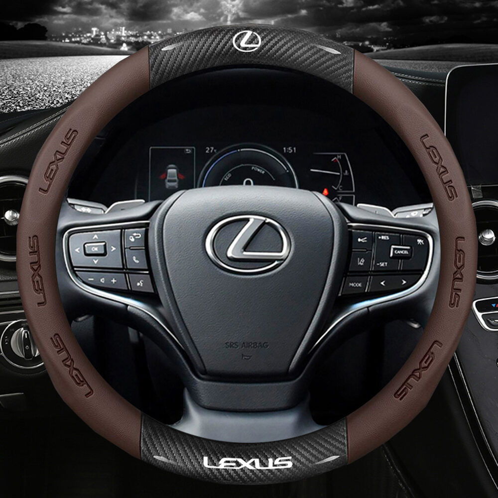 Vỏ bọc vô lăng bằng da ô tô Vỏ bọc vô lăng bằng sợi Carbon Phù hợp với Lexus IS250 IS300 RX330 RX350 NX RX rx300 gs300 ES LS Xe hơi