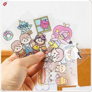 Alik 50 Miếng Dán Sổ Cái PET Không Lặp Lại Chống Thấm Nước Dễ Thương Miếng Dán Cắt Không Cho Học Sinh Và Bé Gái Anime Dán VN