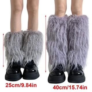 Hum Phong Cách Lông Chân Ấm Áp Cho Nữ Mùa Đông Phụ Kiện Màu Trơn Dày Fuzzy Sang Trọng Boot Toppers Còng Tất Không Chân